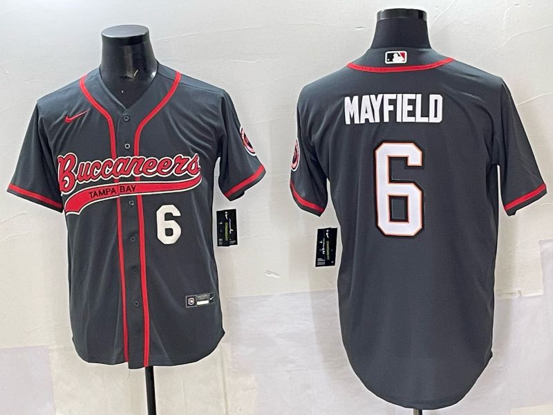 Men 2025 Tampa Bay Buccaneers #6 Mayfield Grey Joint Name Nike Limited NFL Jersey style 04